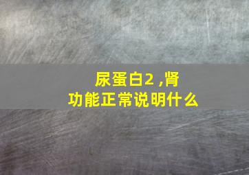 尿蛋白2 ,肾功能正常说明什么